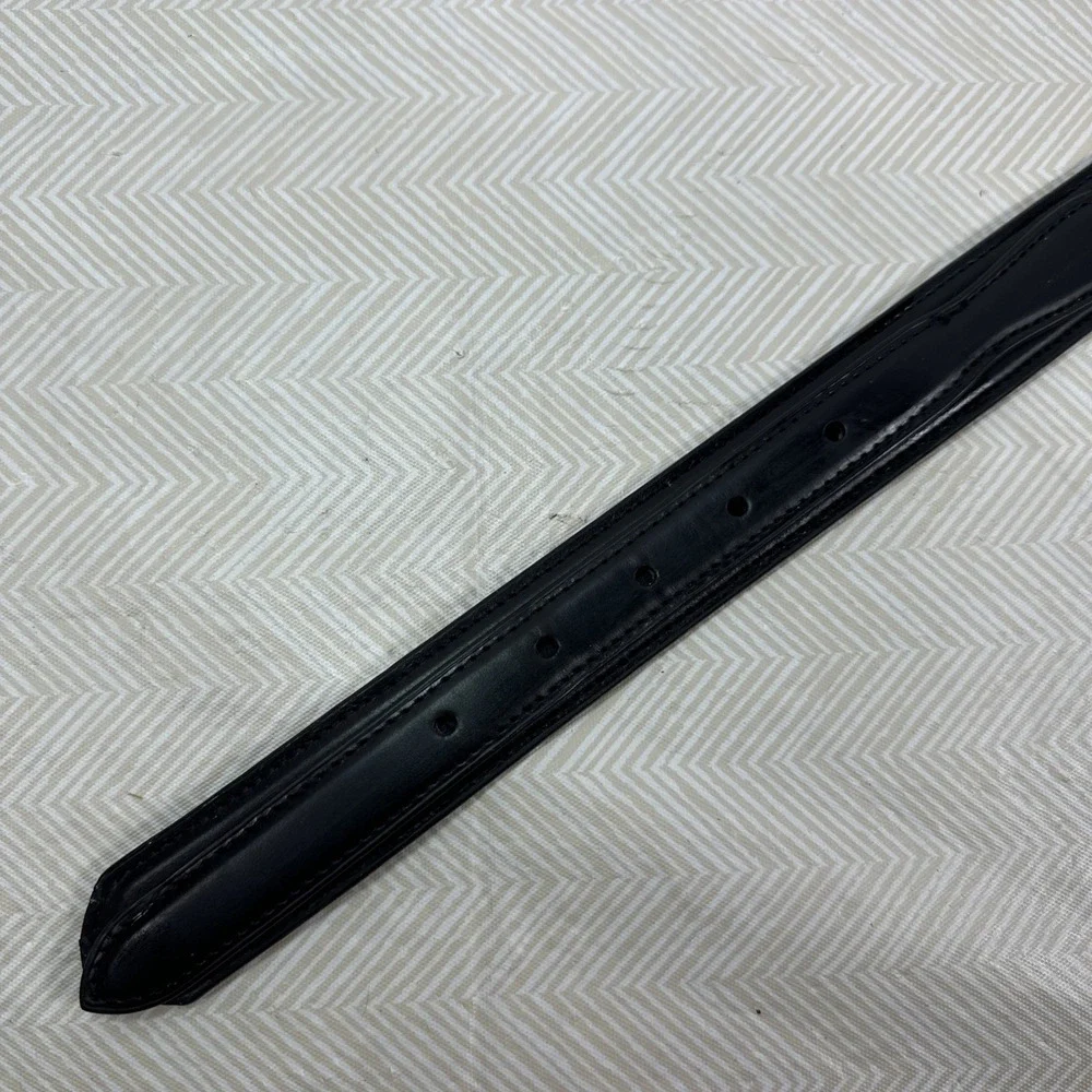 Top Grain Leather Belt Mens 36 Black‎ Silver Buckle Smooth Over Under